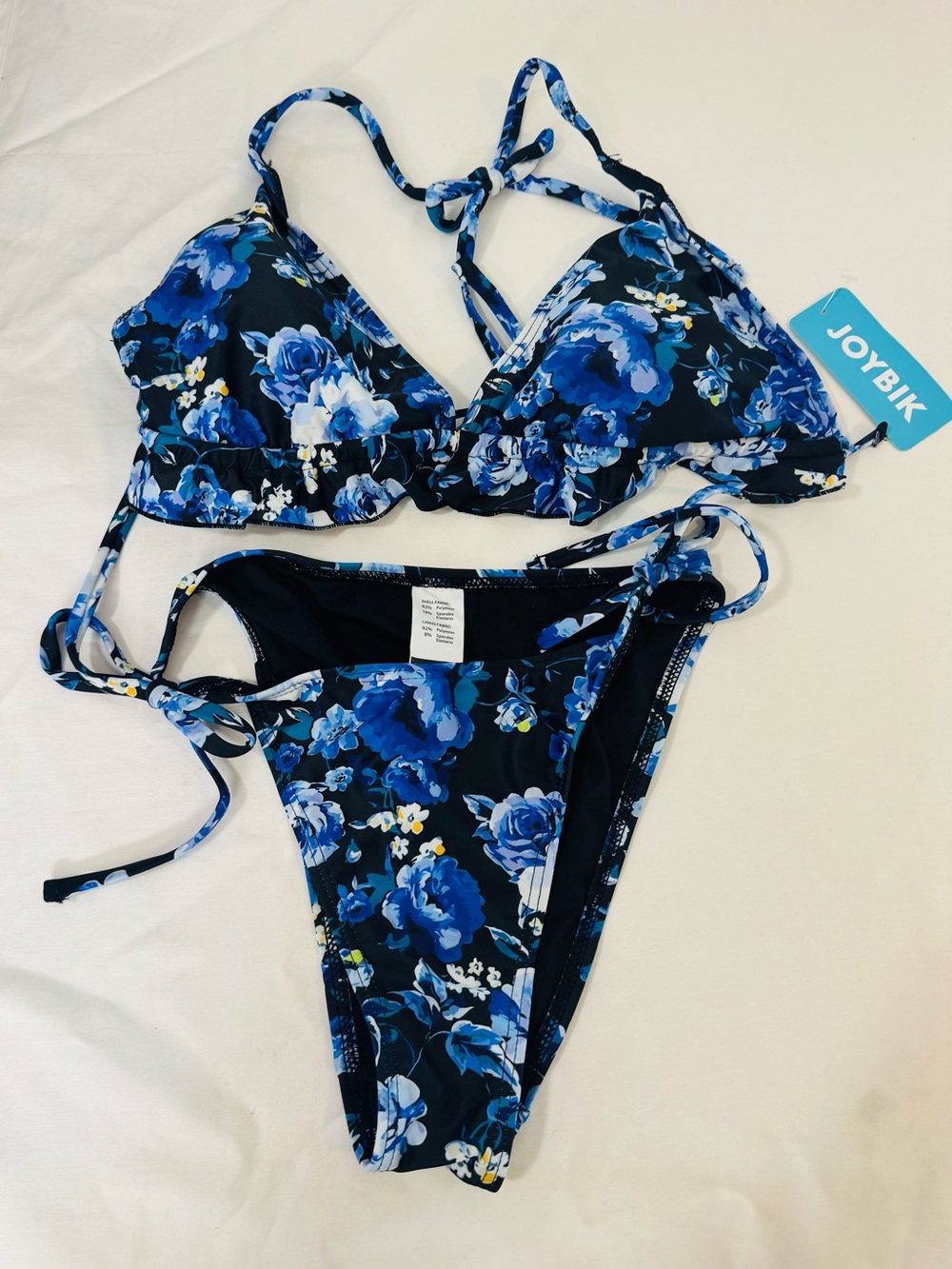 Blue Floral Triangle Bikini Set